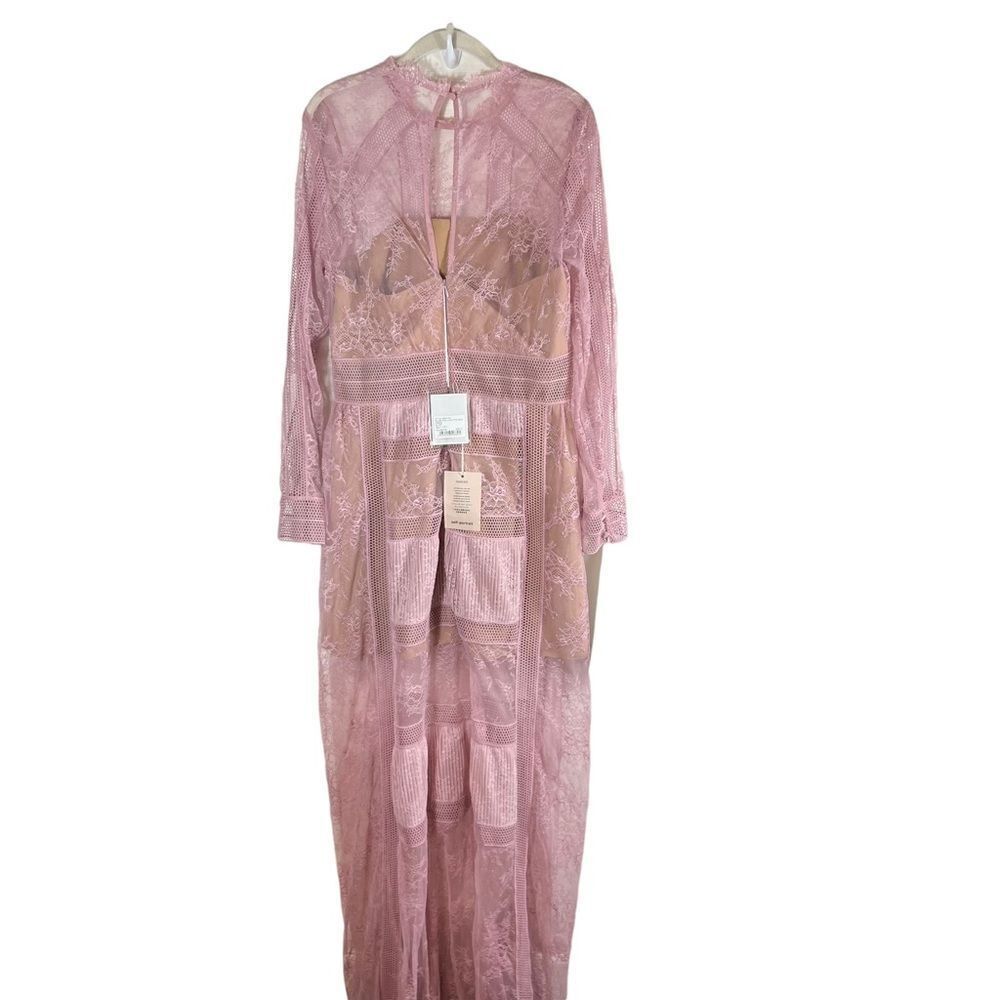 Self Portrait Blush Fine Lace Trim Maxi Dress - Picture 5 of 11